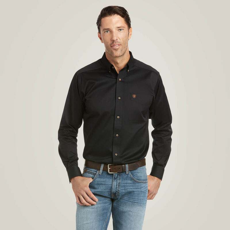 ariat black dress shirt Ariat: Team Logo Woodson Black Fitted Shirt La Raza Western Wear