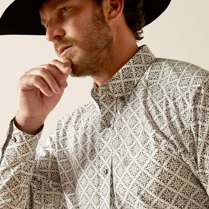 mens ariat dress shirts Men's Jagger Classic Fit Shirt White comfortable fabric autumn earth whisper Marzetti Golden Italian Dressing Size:3XL- 19-20.5 X 38-39