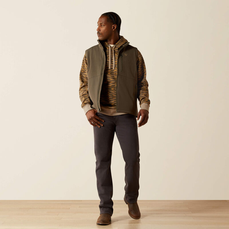 umbro×fekete gathered hoodie vest カーキ Men's Ariat Logo Softshell Dark Green Heather Vest - 10062591