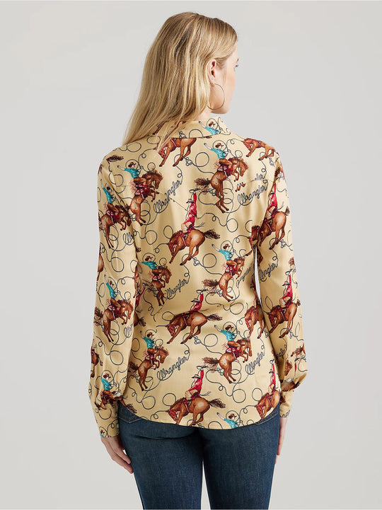 Ladies Wrangler Saddle Up Slim Western Snap Shirt - 112356642