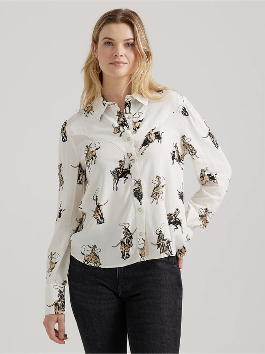 Ladies Wrangler Drapey Rodeo Blouse - 112356671