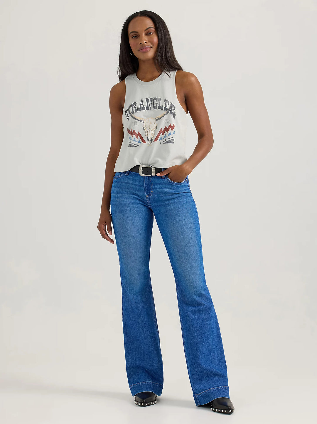 Ladies Wrangler Festival Crop Graphic Tank - 112358614 - FINAL SALE