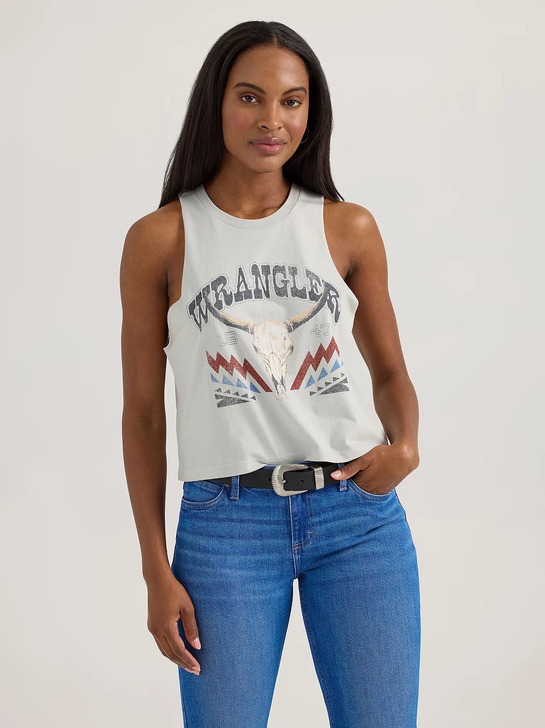 Ladies Wrangler Festival Crop Graphic Tank - 112358614 - FINAL SALE