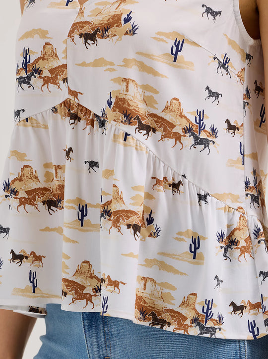 Ladies Wrangler V-Neck Peplum Tank - 112364382