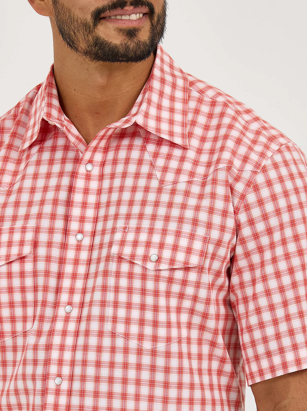 Men's Wrangler Wrinkle Resist Short Sleeve Western Snap Plaid Shirt - 112365851