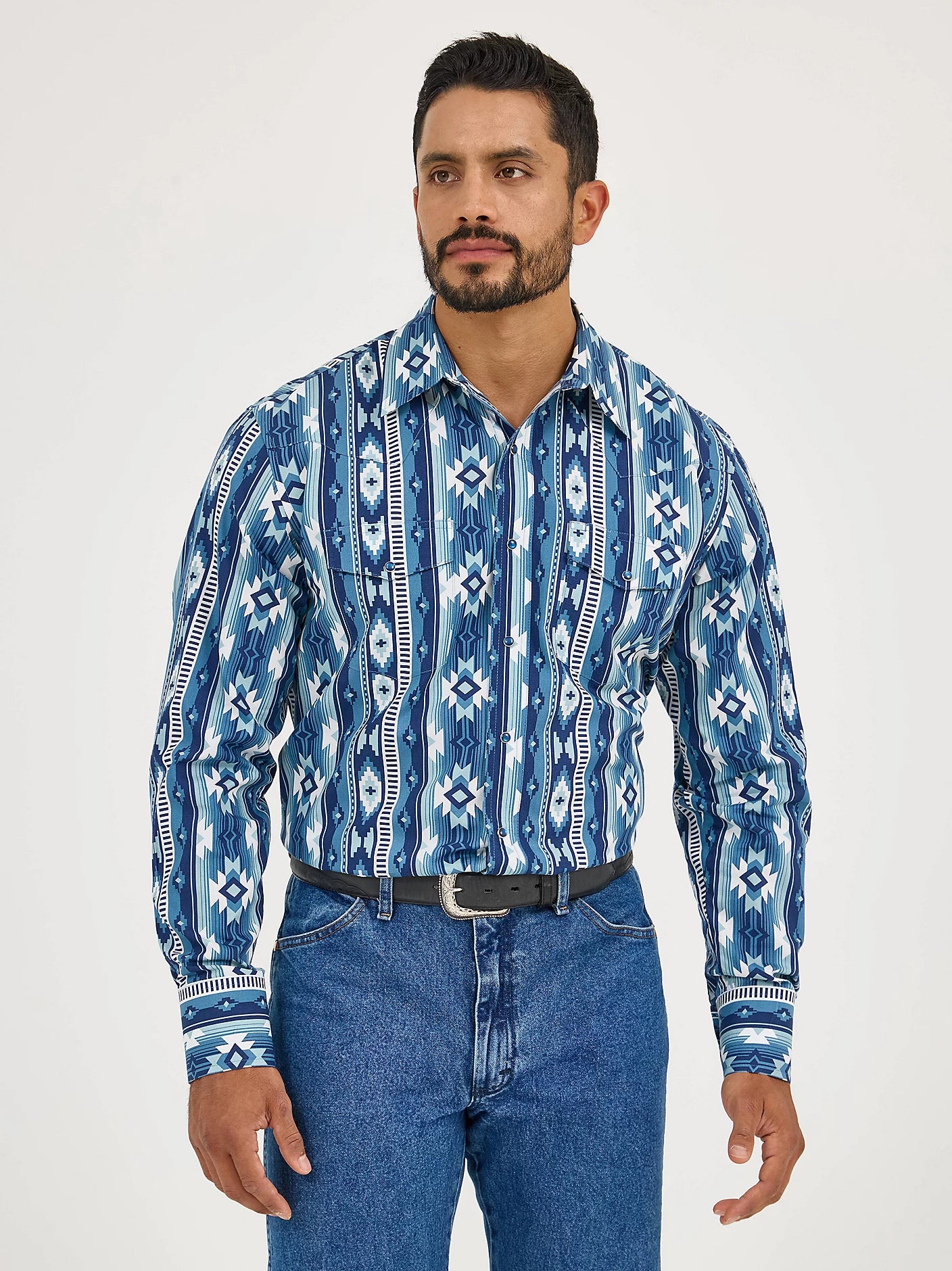 Men's Wrangler Checotah® Long Sleeve Western Snap Printed Shirt