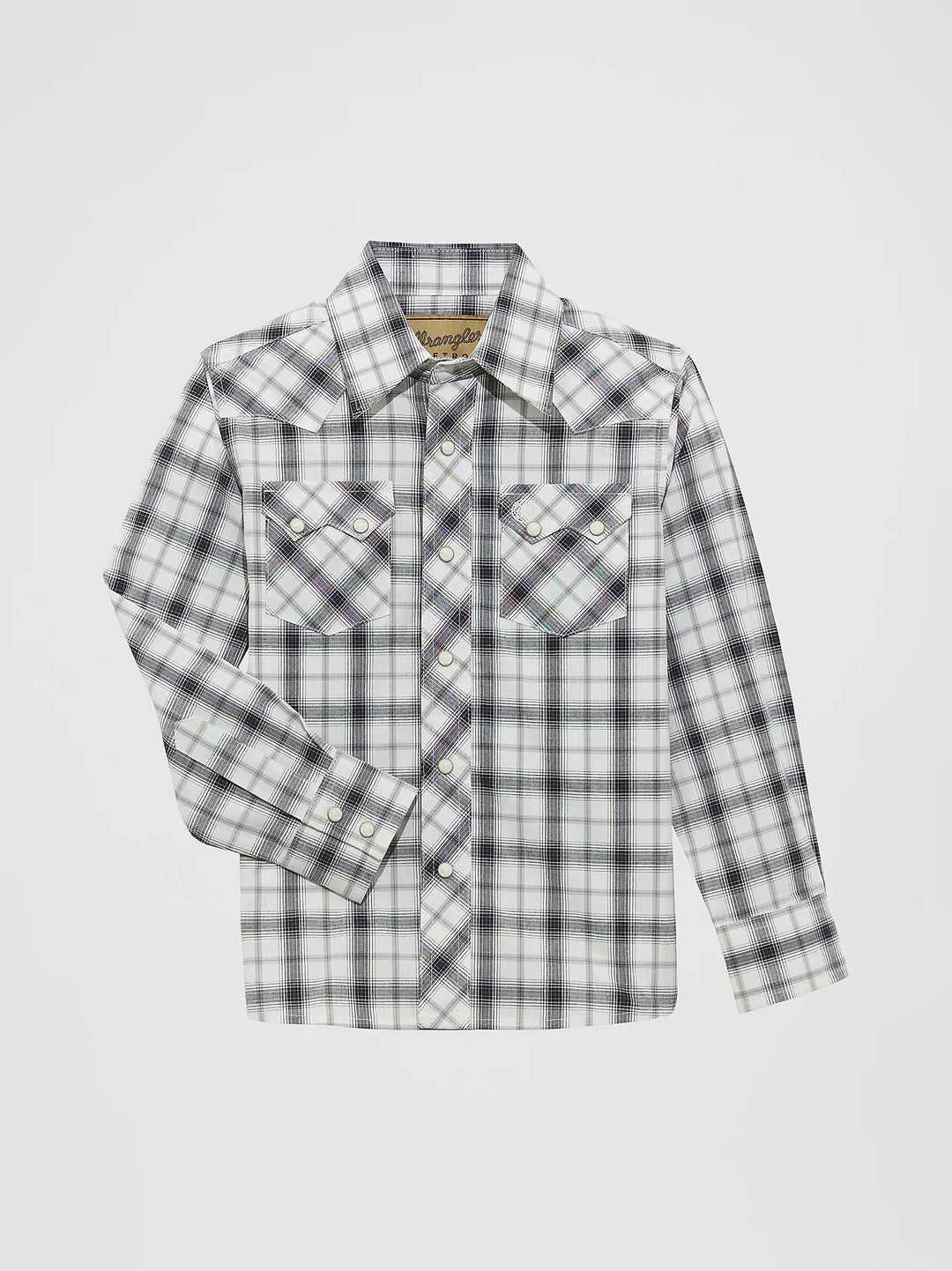 Boy's Wrangler Retro® Western Snap Plaid Shirt with Front Sawtooth Pockets - 112365906