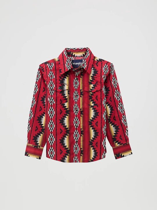 Boy's Wrangler Checotah Long Sleeve Western Snap Shirt - 1123639457