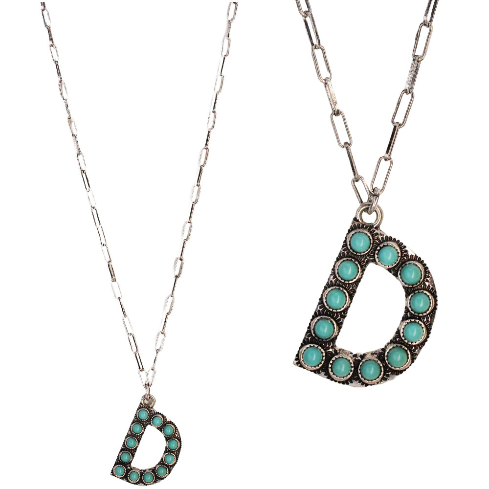 Turquoise initial pendant sales