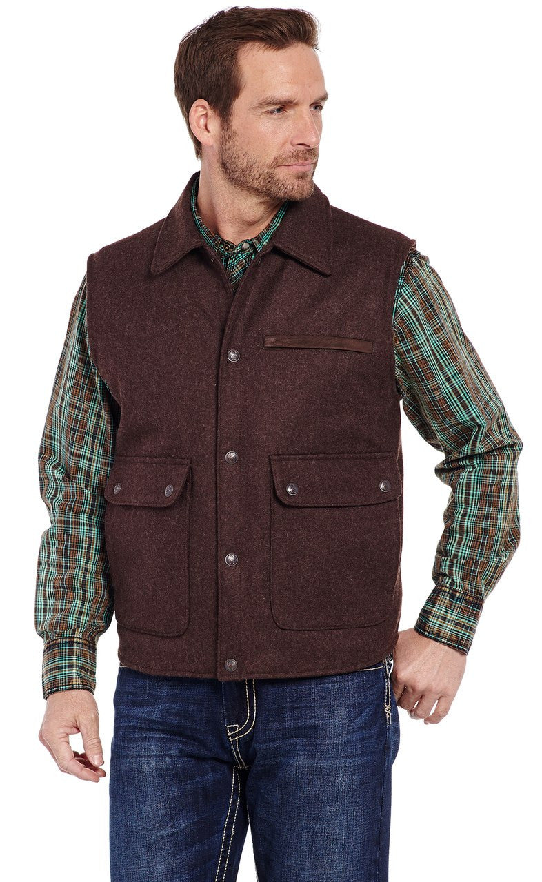 Men's Cripple Creek Wool Melton Heather Chocolate Vest - CR38566