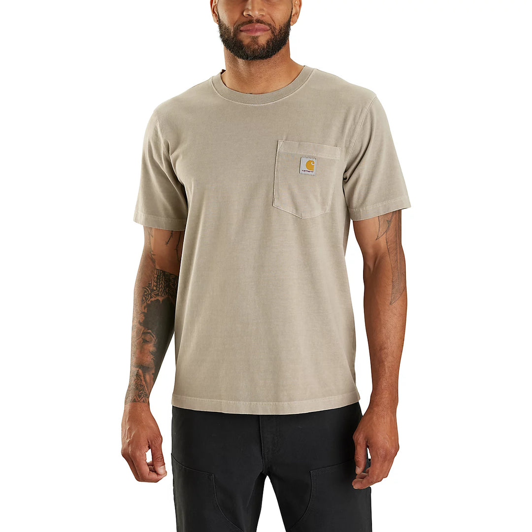 Men's Carhartt Relaxed Fit Lightweight Short-Sleeve Garment Dyed Greige Pocket T-Shirt - 106252 -E00
