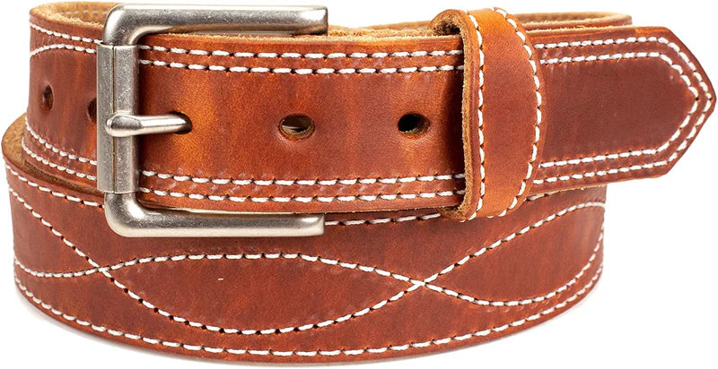 Men's Gingerich Light Brown Figure-8 Stitched Leather Belt - 8019-37