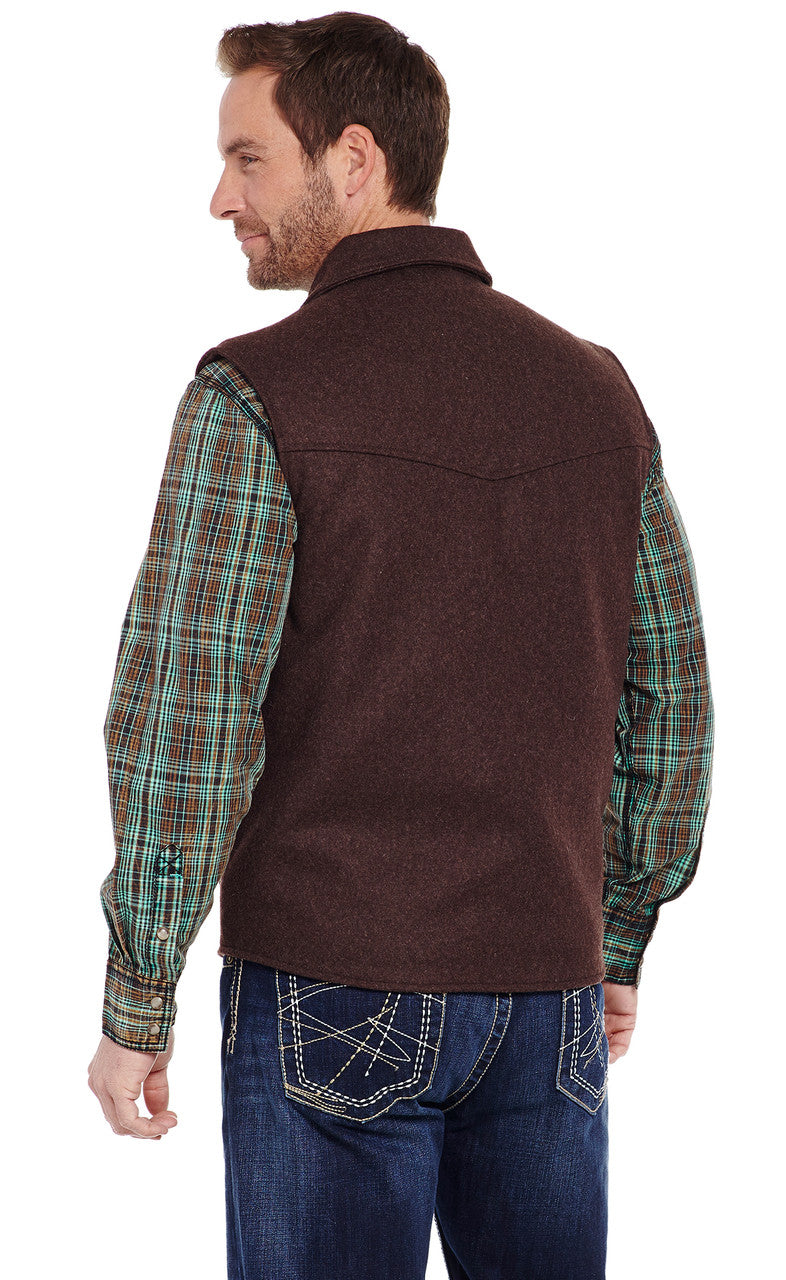 Men's Cripple Creek Wool Melton Heather Chocolate Vest - CR38566