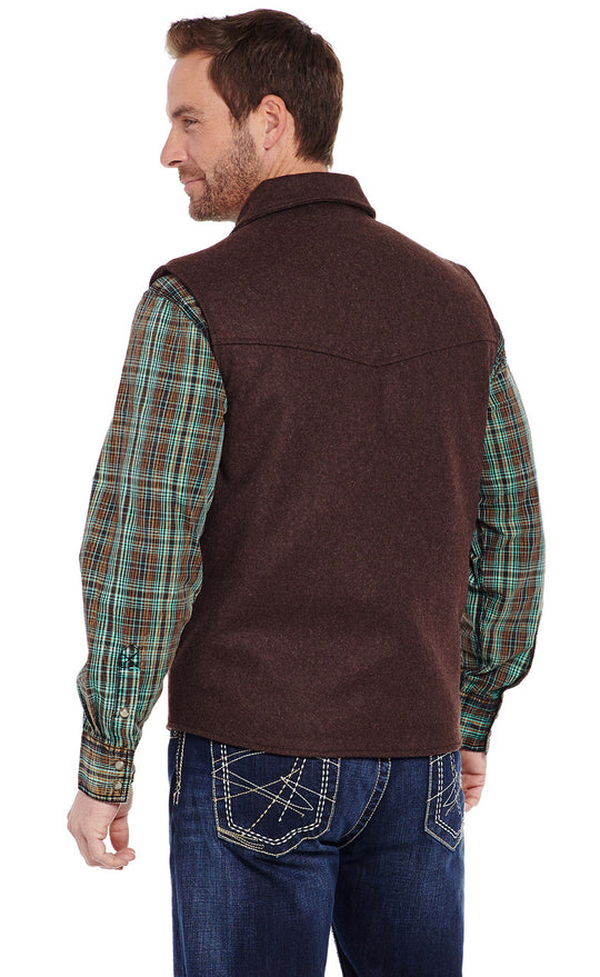 Men's Cripple Creek Wool Melton Heather Chocolate Vest - CR38566