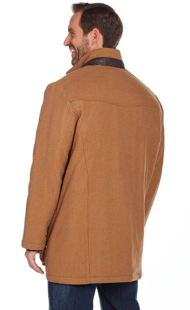 Men's Cripple Creek Wool Melton Zip & Button Front Coat W/ Faux Leather Trim - CR43366