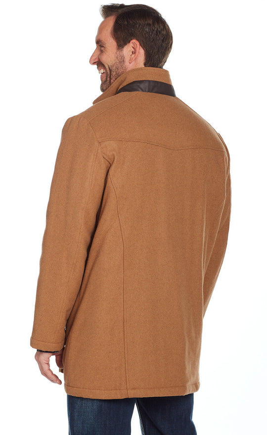 Men's Cripple Creek Wool Melton Zip & Button Front Coat W/ Faux Leather Trim - CR43366