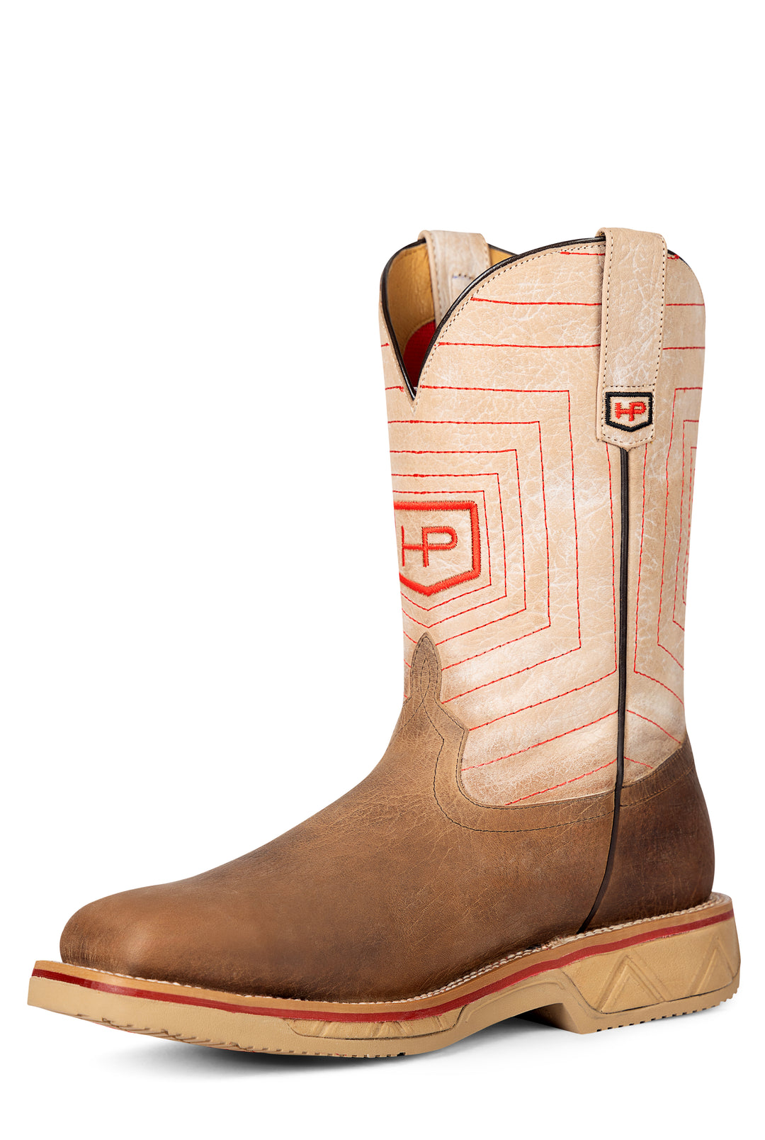 Men's Horse Power Hype Beast Distressed Bison with 11" Bleached Bone Tops Work Boots - HPW2517
