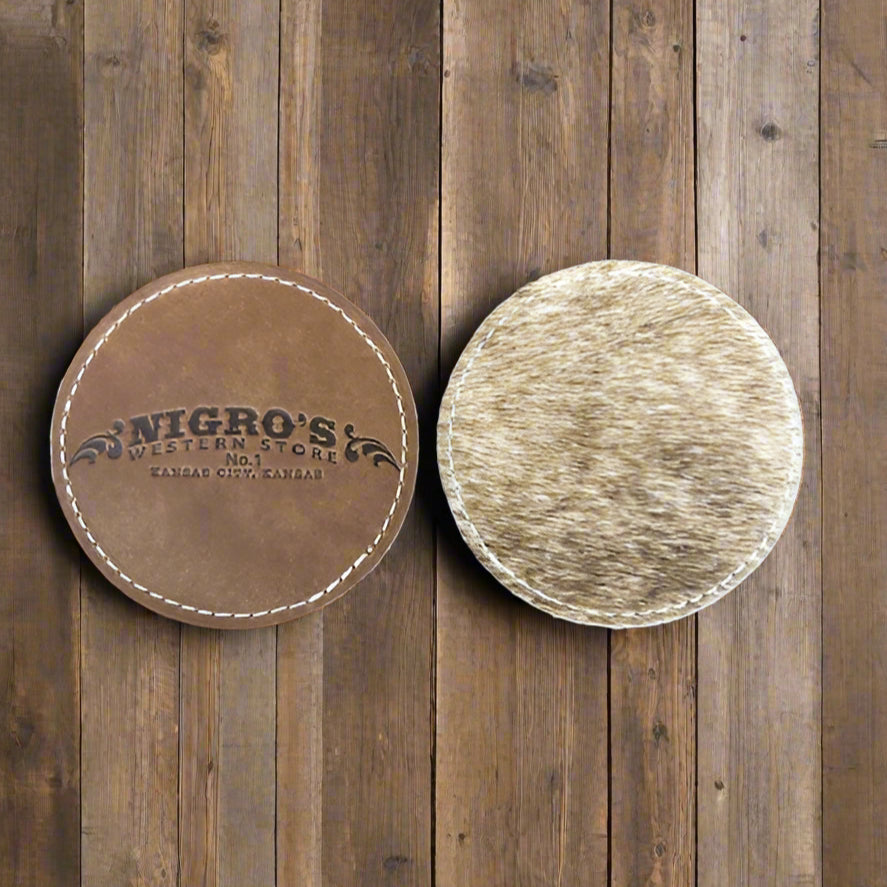 Nigro's Western Store All Leather Coaster - 2 Pack