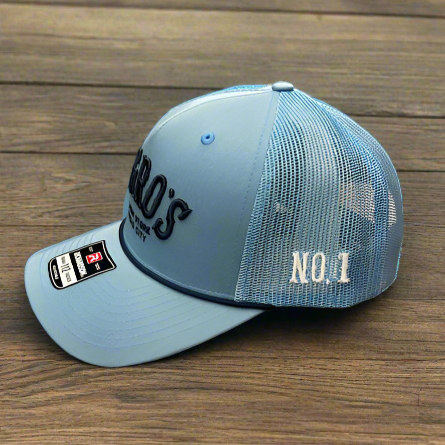Nigro's Richardson 112 "Nigro's" Navy Arch Solid Columbia Blue Cap Navy Rope - NBC 5