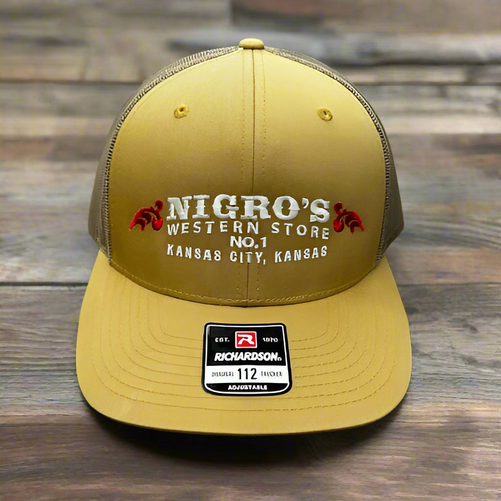 Nigro's Richardson 112 Solid Amber Gold Red Scrolls Logo - NBC 15