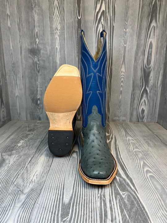 Men's Anderson Bean Charcoal Grey Full Quill Ostrich with 13" Blue Glove Tops - Style # 210