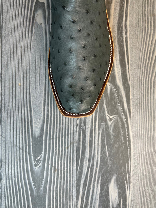 Men's Anderson Bean Charcoal Grey Full Quill Ostrich with 13" Blue Glove Tops - Style # 210