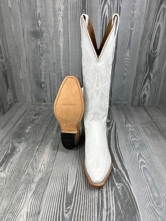 Women's Old West Tall All White Snip Toe Western Boot - TS1552