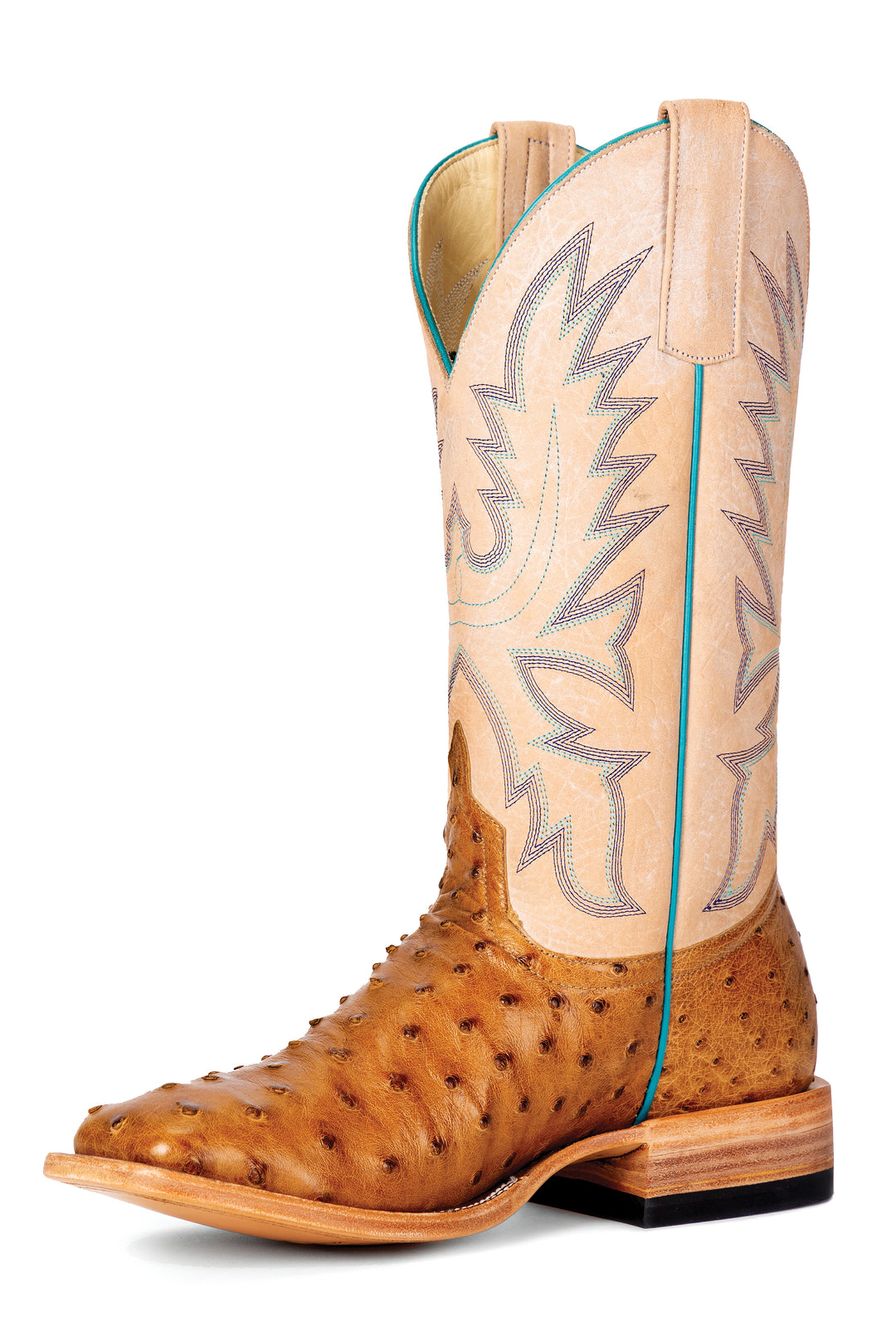 Women's Macie Bean Antique Saddle Full Quill Ostrich with 12" Bleached Bone Tops - M2005A