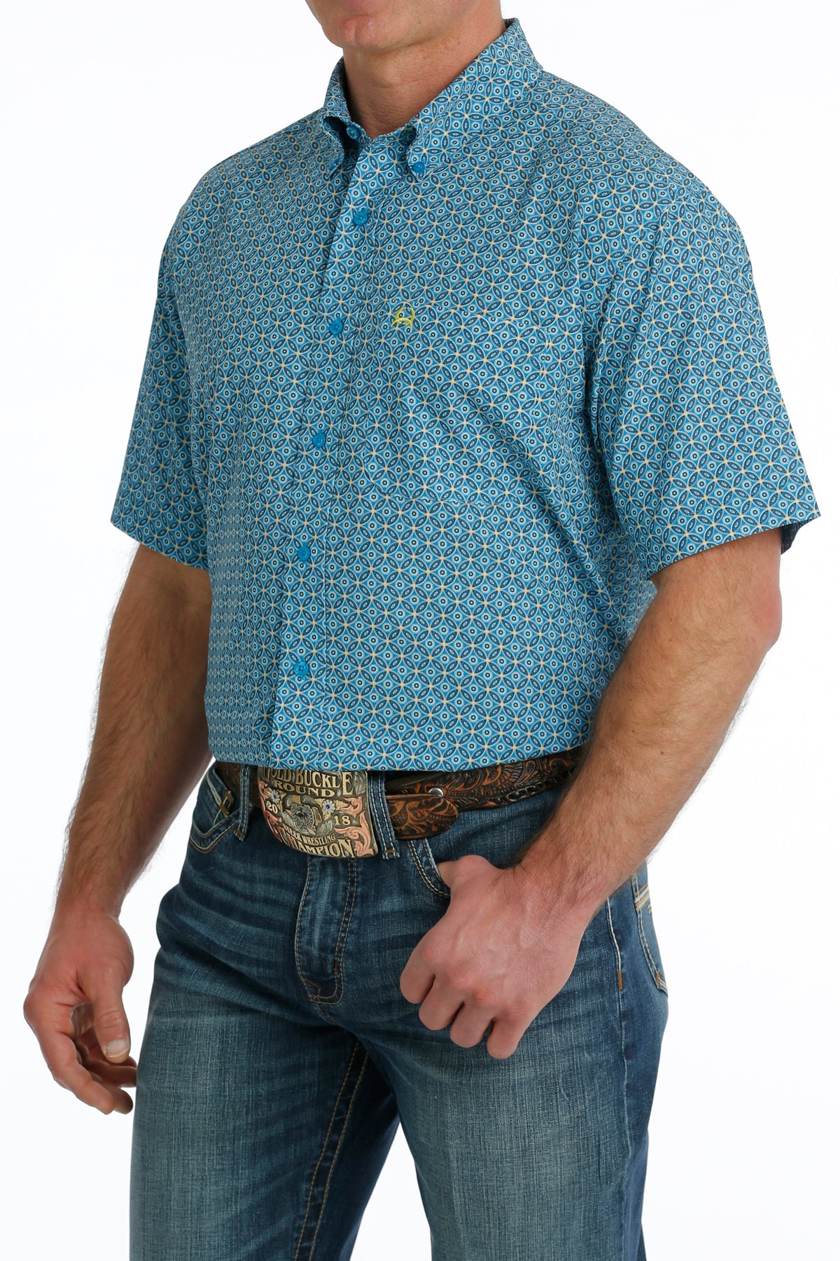 Men's Cinch ArenaFlex Geo Print Short Sleeve Shirt