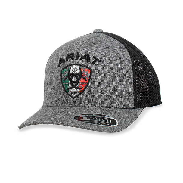 Ariat Mexico Logo Gray Black Mesh Hat - A300063506