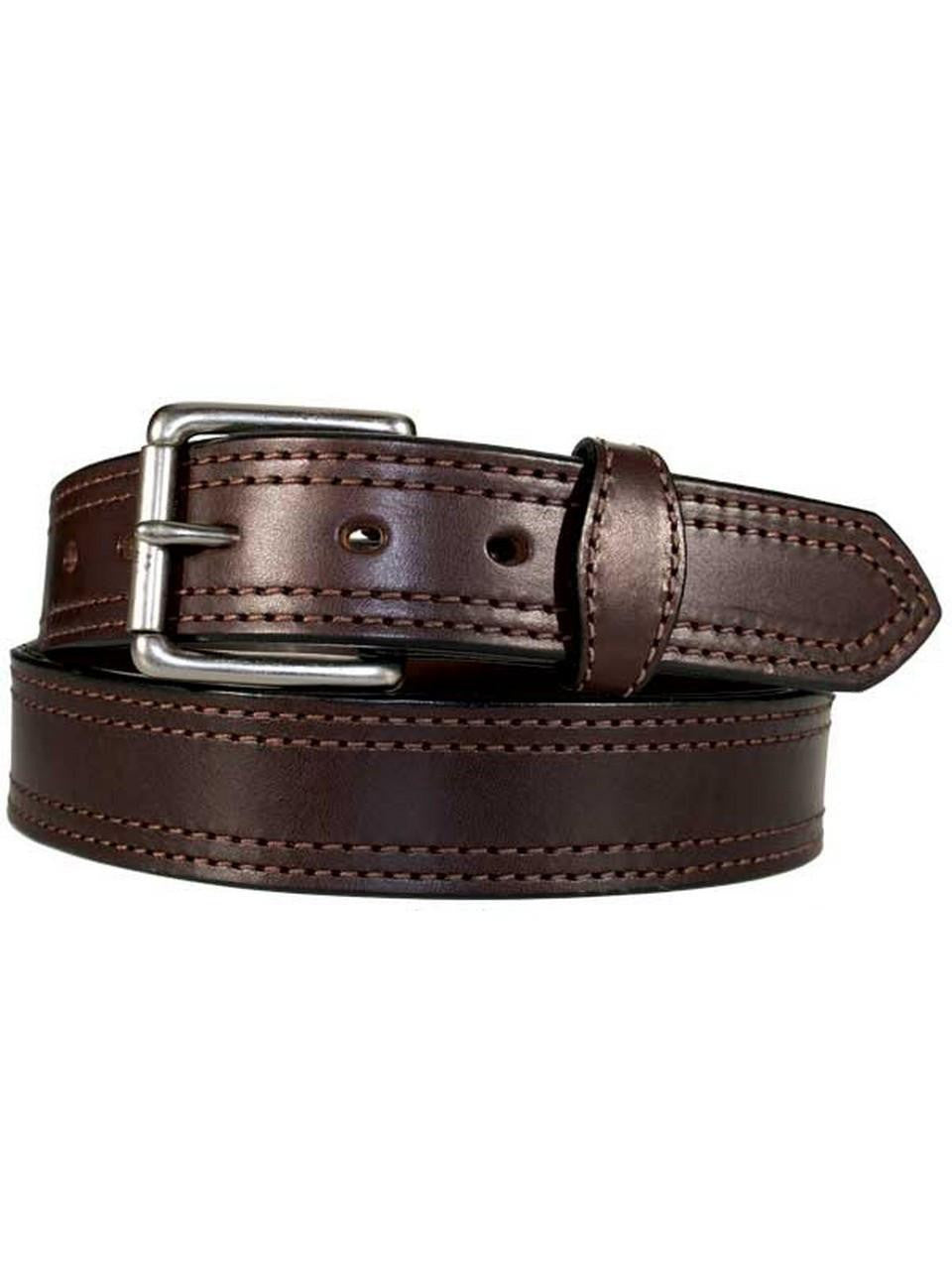 Men's Gingerich Brown Double Stitched Leather Belt - 8018-36