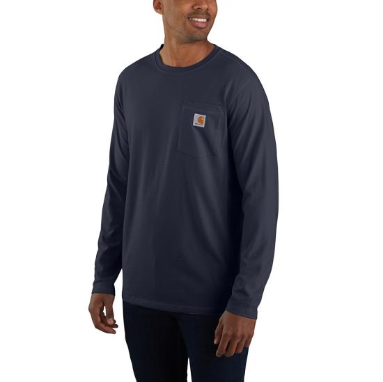 Men's Carhartt Force® Relaxed Fit Midweight Long-Sleeve Pocket Navy T-Shirt - I26