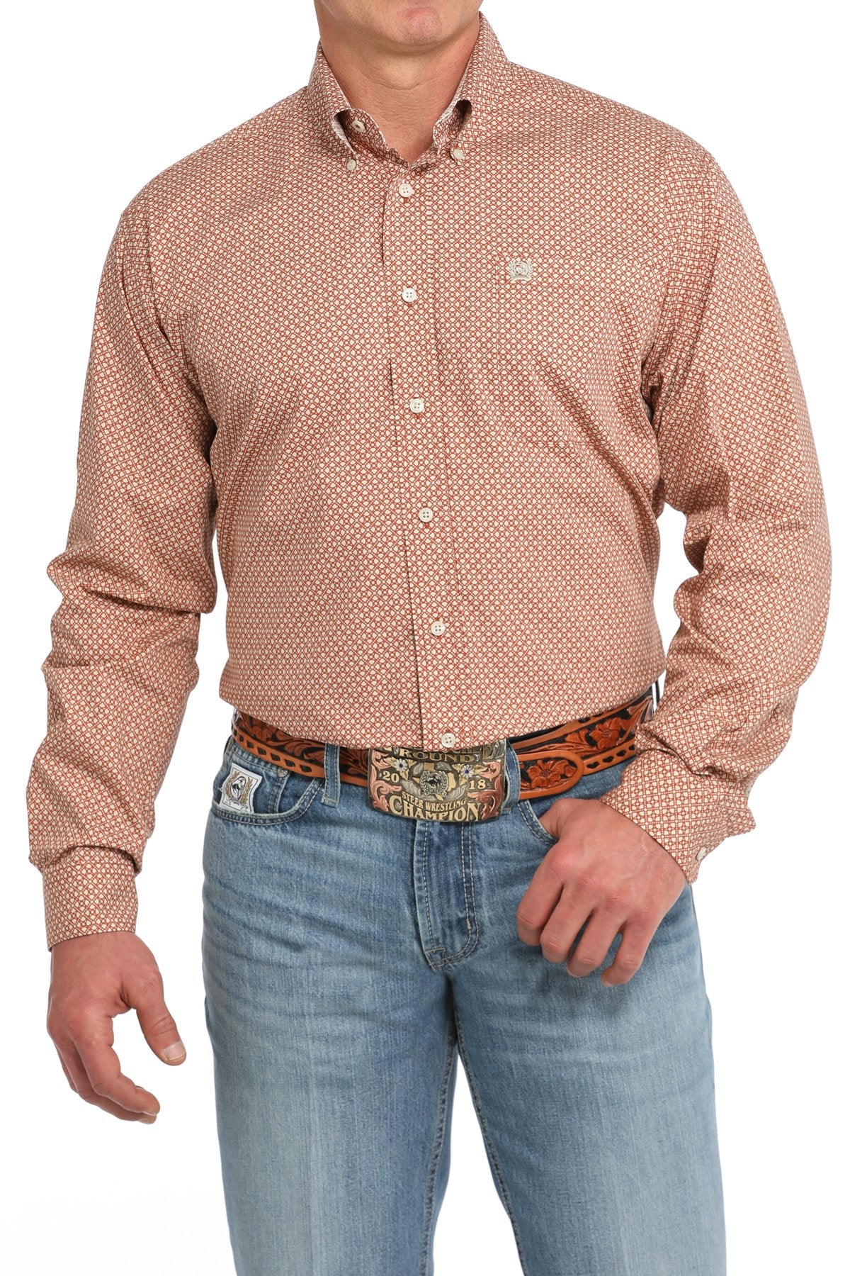 cinch dress shirts Men's Cinch Geometric Print Button-Down Western Shirt MTW1105845 M