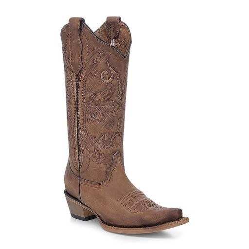 Women's Circle G Embroidery Shedron Rust Snip Toe Western Boot - L6274