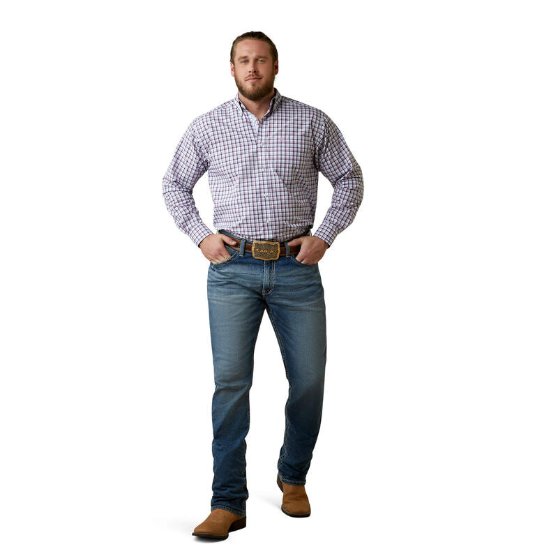 Chemise Western Homme Ariat Pro Series, Manches Longues, Carreaux Violet, Taille XL