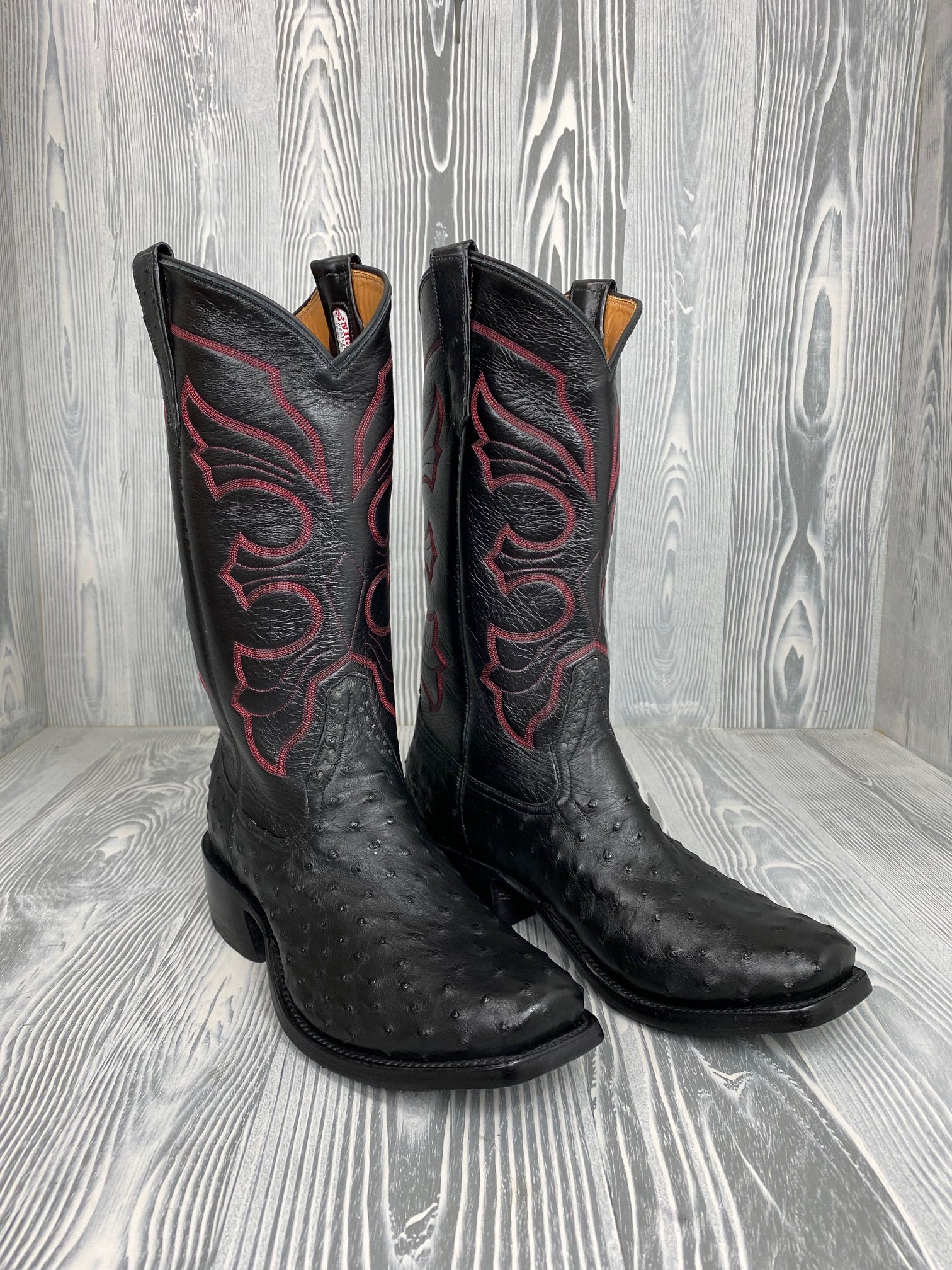 Black ostrich outlet skin boots