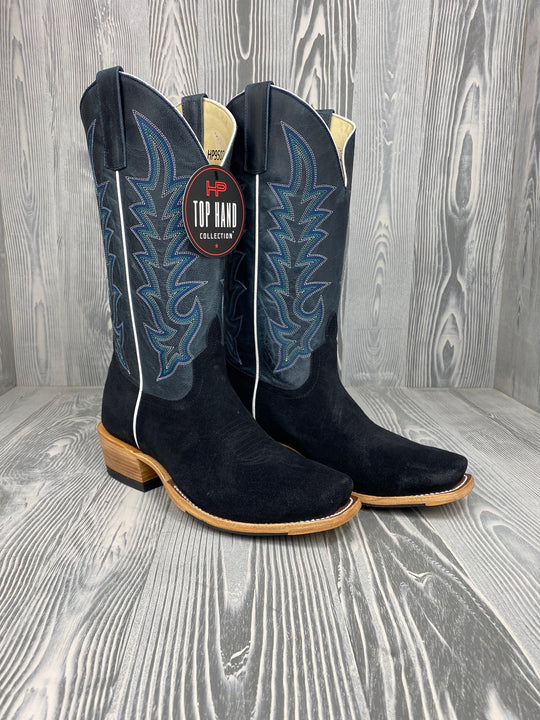 Men's Horse Power Top Hand Black Suede with 13" Blue Goat Tops - HP9502