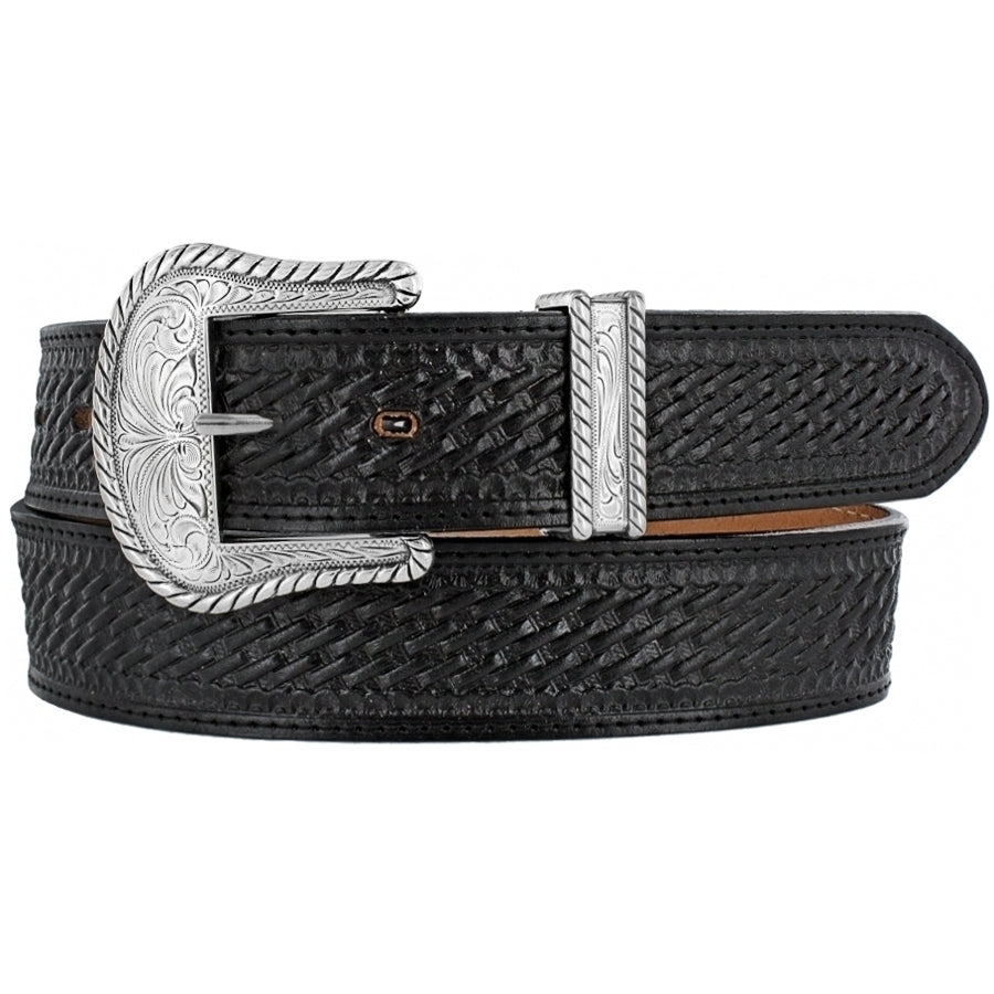 Justin Rodeo Black Leather Belt with Silver Accents Justin Black Bronco Belt - C12263 – Nigro main image 4