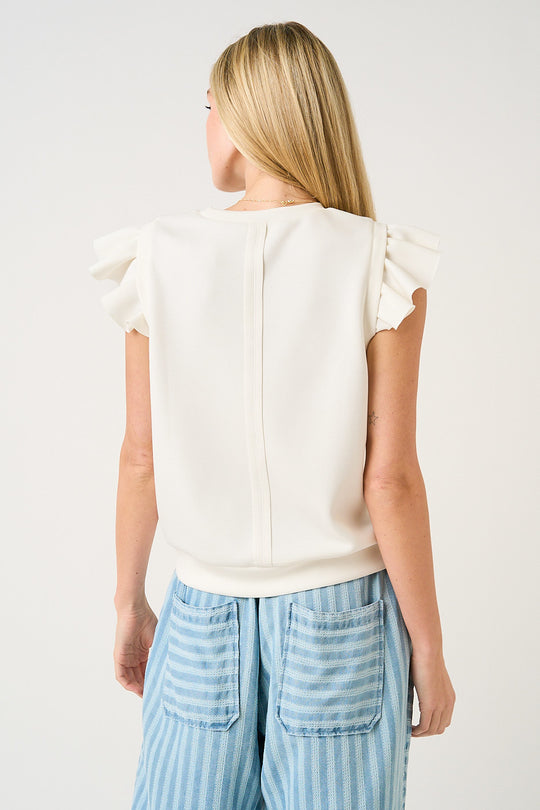 Mitto Shop FLUTTER SLEEVE PREMIUM KNIT TOP - C15696