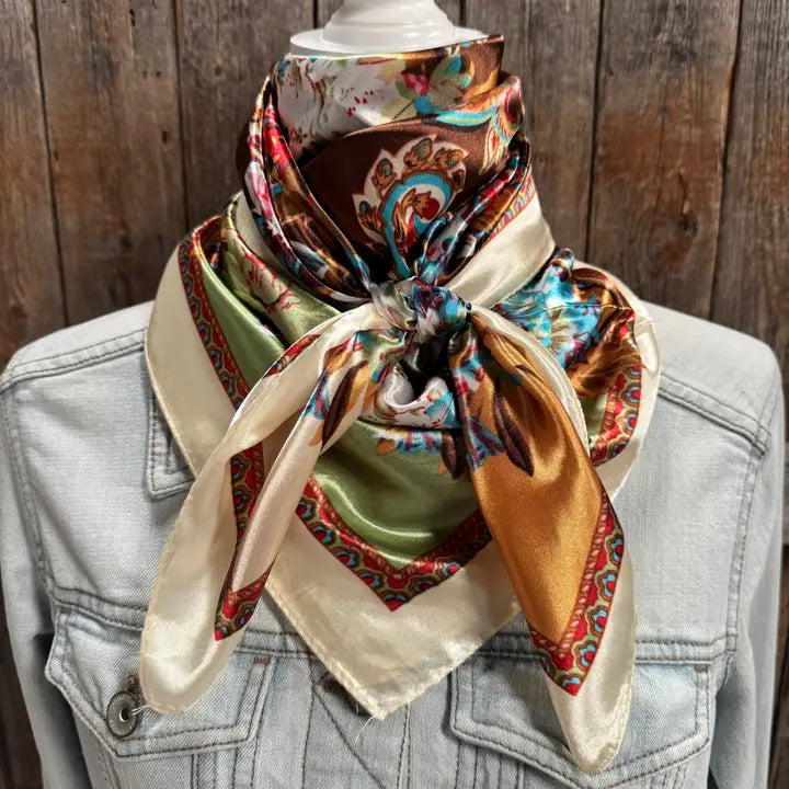 Rodeo Drive Brown & Cream Floral Wild Rag - WR1010