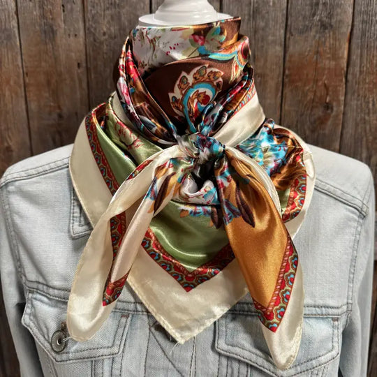 Rodeo Drive Brown & Cream Floral Wild Rag - WR1010