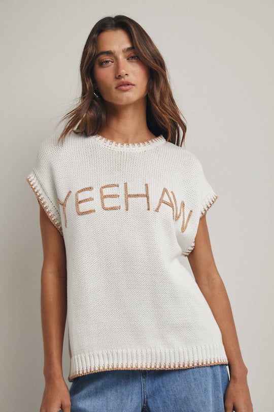 Ladies WishList 'Yeehaw' Hand Lettered Sweater - WL24-9582