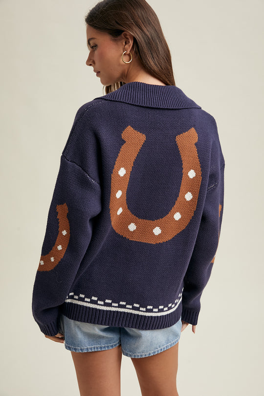 Ladies WishList Horse Graphic Cardigan - WL25-12405
