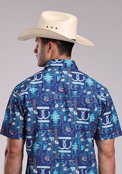Men's Roper Tropical Resort Print Short Sleeve Shirt - 0326