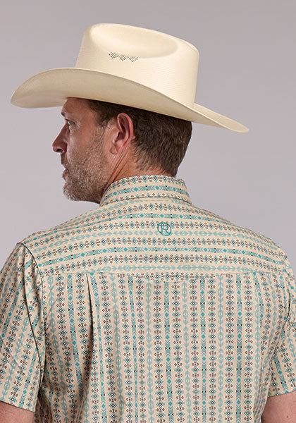 Men's Cinch Active Short Sleeve Vertical Aztec Print Shirt - 5104 BU