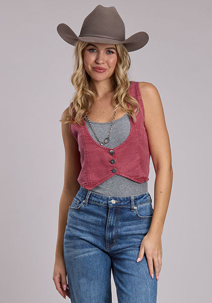 Ladies Roper 3134 Cotton Twill 3 Button Vest - 6133 RE