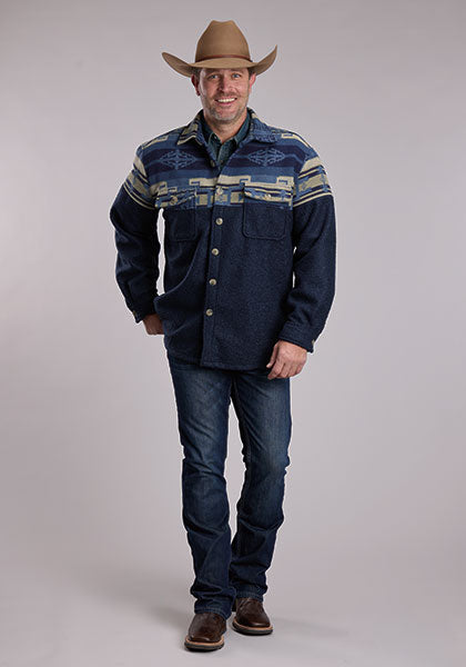Men's Roper 3304 Navy/Tan Aztec Pieced with Provence Weave - 6259 BU