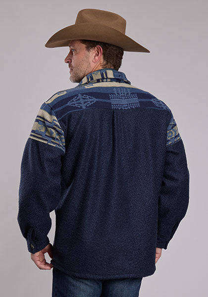 Men's Roper 3304 Navy/Tan Aztec Pieced with Provence Weave - 6259 BU