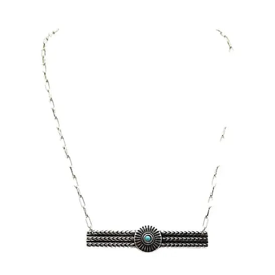 Western Bar Round Turquoise Necklace- SN0982SBTQ