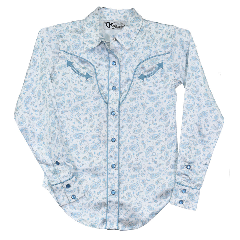 Cowboy Hardware Light Blue Bandana Paisley Long Sleeve Shirt - 425693